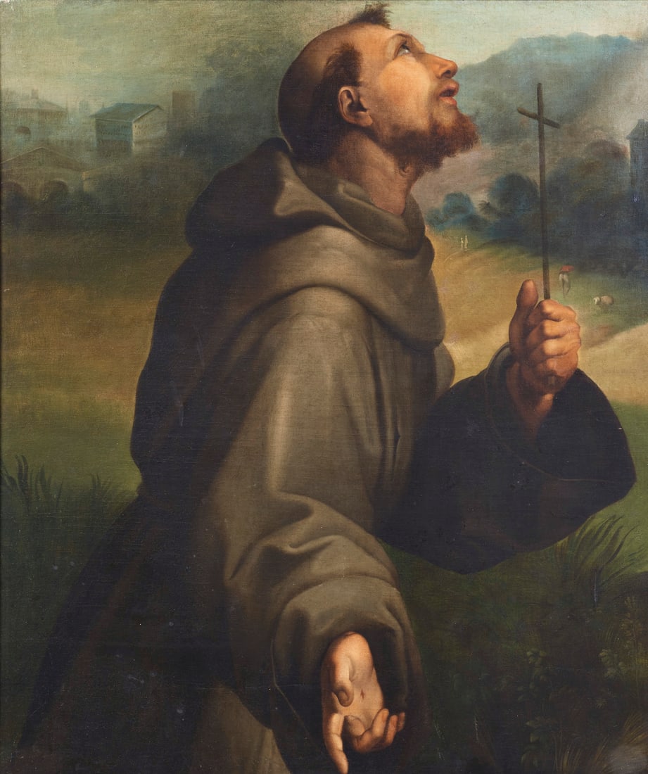 ARTISTA DEL XVI SECOLO Saint Francis.: 16TH CENTURY ARTIST Saint Francis. Oil on canvas . Cm 71,00 x 85,50. The artwork is accompanied by an expertise by Giovanni Testori, who attributes the work to Lorenzo Lotto. Frame present