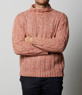 MALO Multicolored turtleneck sweater.: MALO Multicolored turtleneck sweater. Silk. . Sweater in red and white melange yarn, woven pattern, high neck, classic and immediately recognizable piece of Malo's aesthetic.