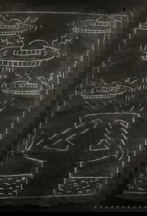 KEITH HARING UNTITLED (SUBWAY DRAWINGS).: HARING KEITH (1958 - 1990) UNTITLED (SUBWAY DRAWINGS). 1985. . Cm 68,50 x 101,50. PROVENANCE:Paolo Tonin Contemporary Art, TurinPrivate collection, Turin EXHIBITIONS:Turin 1992, Paolo Tonin Contempora