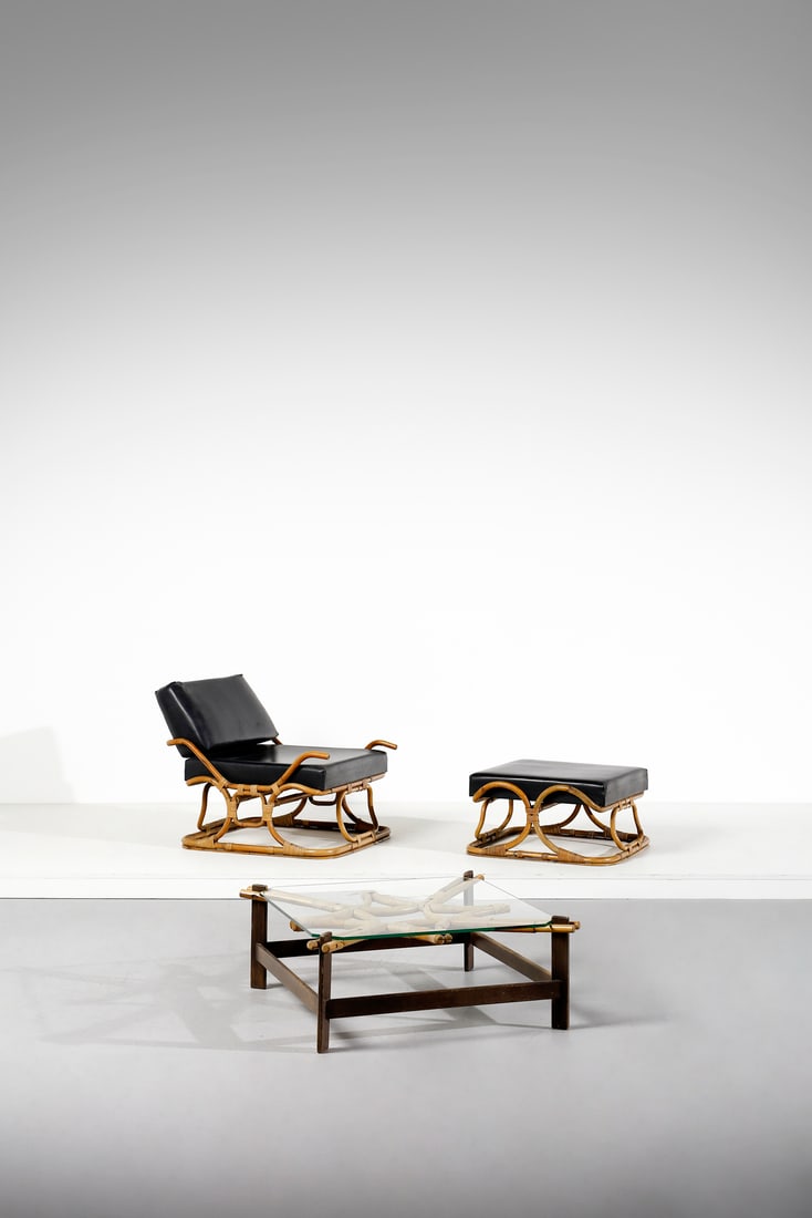 I.S.A.  Coffee table, armchair and footrest, Ponte San Pietro. (1 of 5)