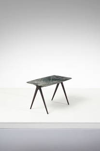 JANNACE & KOVACS Coffee table.: JANNACE & KOVACS Coffee table. Wood, marble and brass.. . 1950s.