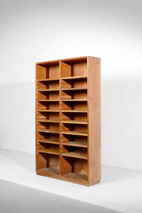 ICO PARISI Bookcase executed by Fratelli Rizzi, Intimiano.: PARISI ICO (1916 - 1996) Bookcase executed by Fratelli Rizzi, Intimiano. 1950. Walnut.. Cm 133,00 x 231,00 x 36,00. Designed for a Milanese house.Lot accompanied by certificate of authenticity n. 33/2