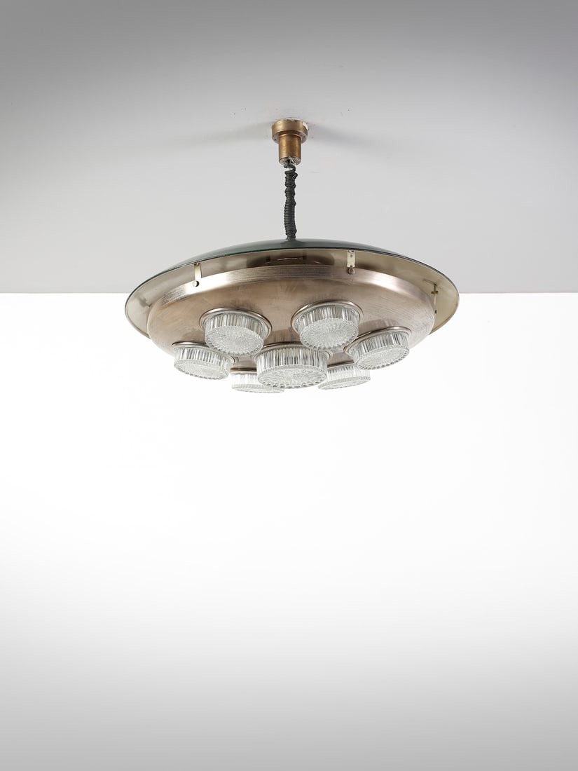MANIFATTURA ITALIANA Seven-lights ceiling lamp. (1 of 2)