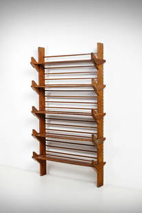 PIERLUIGI SPADOLINI attributed. Bookcase.: SPADOLINI PIERLUIGI (1922 - 2000) attributed. Bookcase. Oak.. Cm 120,00 x 220,00 x 36,00. 1940s.