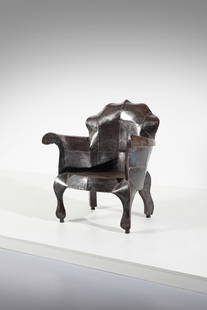 ANACLETO SPAZZAPAN Armchair.: SPAZZAPAN ANACLETO (n. 1943) Armchair. Iron.. Cm 90,00 x 98,00 x 65,00. 1990s / 2000s.Artist's initials.