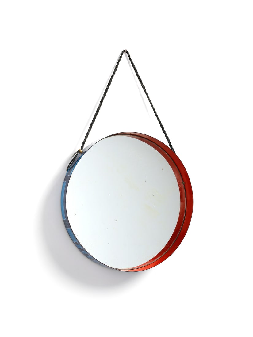 SIVA attributed. Wall mirror, Poggibonsi.: SIVA attributed. Wall mirror, Poggibonsi. Lacquered metal and glass.. Cm 50,00 x 50,00 x 6,50. 1950s / 1960s.