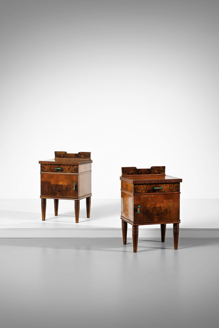 GIO PONTI & EMILIO LANCIA attributed. Pair of bedside tables. (1 of 6)