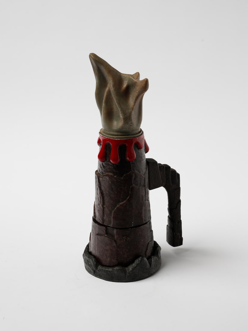 GAETANO PESCE Vesuvio Espresso Coffee Maker for Zani&Zani, Italy.: PESCE GAETANO (1939 - 2024) Vesuvio Espresso Coffee Maker for Zani&Zani, Italy. 1992. Steel and resin.. Cm 18,00 x 36,00 x 13,00. Signed and marked under the base.