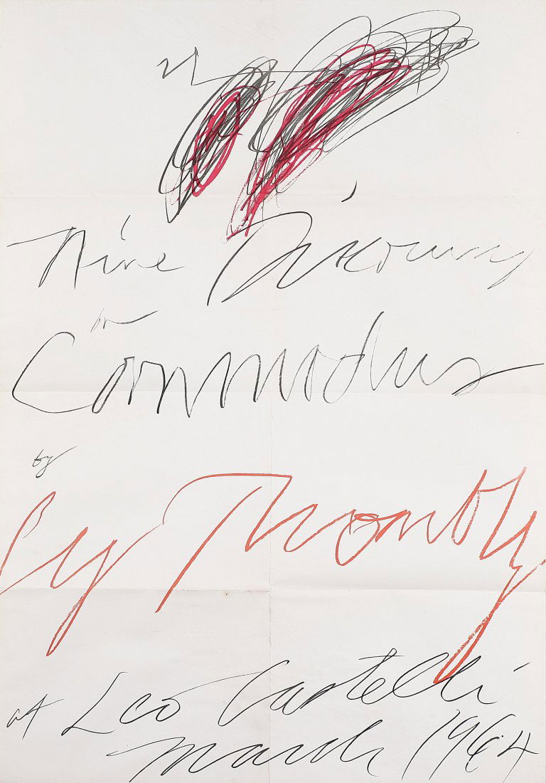 CY TWOMBLY - Senza titolo: TWOMBLY CY (1928 - 2011) Senza titolo. Manifesto. Cm 70x48. Invito manifesto della mostra personale dell'artista tenuta presso la galleria Leo Castelli, New York, dal 14 marzo al 10 aprile 1964 (come