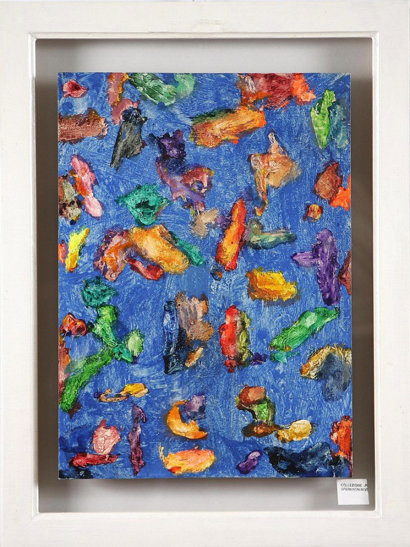 ALBERTO GARUTTI - Senza titolo: GARUTTI ALBERTO (n. 1948) Senza titolo. 1984. Tecnica mista su tavola. Cm 40,5x29,5. Al retro firma, titolo e anno. Cornice presente.