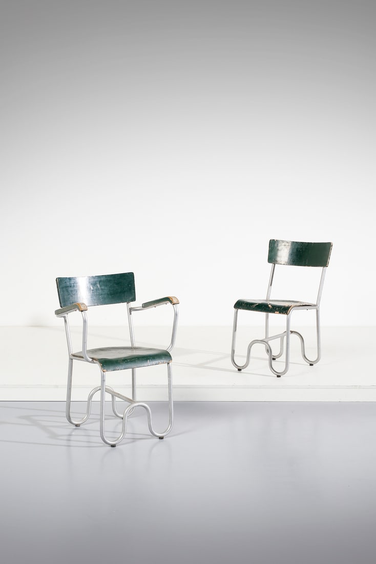 COVA attributed. Rationalist chair and armchair, Milan. (1 of 4)