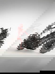 ANACLETO SPAZZAPAN Ghost rider.: SPAZZAPAN ANACLETO (n. 1943) Ghost rider. Iron wire and painted iron rod.. Cm 247,00 x 168,00 x 133,00. 1990s / 2000s.Artist's initials.