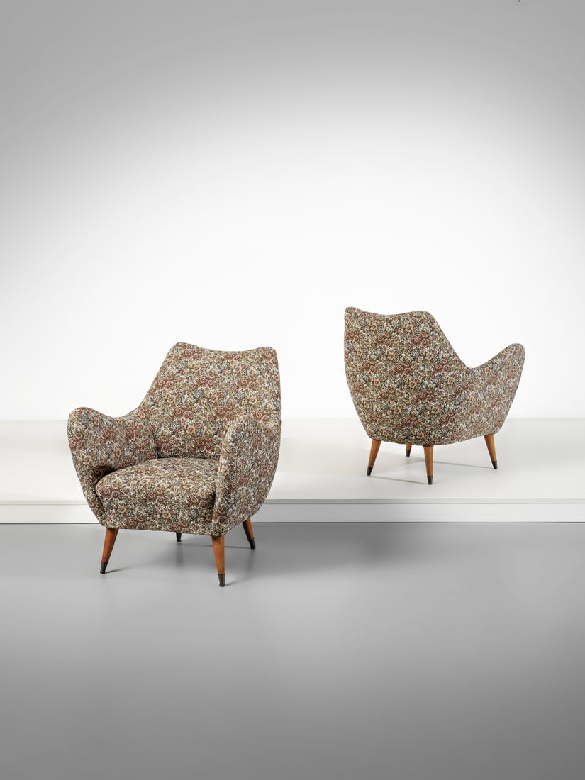 GUGLIELMO VERONESI attributed. Pair of armchairs for ISA, Ponte San Pietro. (1 of 2)