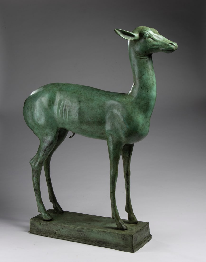 FONDERIA CHIURAZZI, NAPOLI (XIX-XX SECOLO) ELEGANT BRONZE FAWN  Naples, 19th-20th century. (1 of 3)