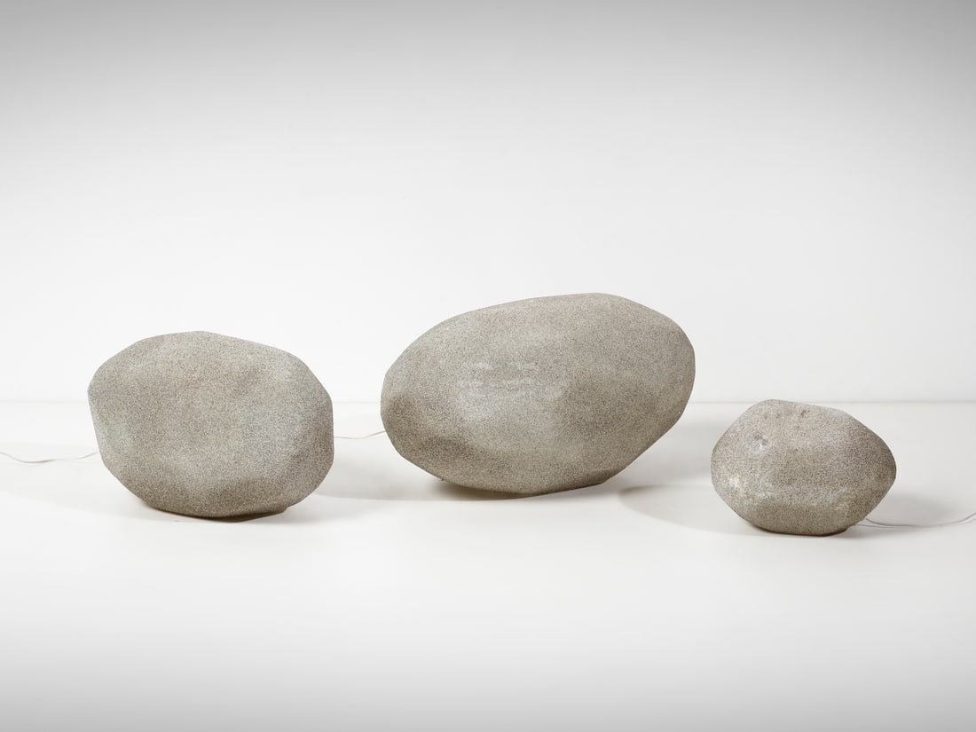 ANDRE' CAZENAVE Three Sasso lamps for Atelier A, Paris.: CAZENAVE ANDRE' (1928 - 2003) Three Sasso lamps for Atelier A, Paris. Fibreglass.. . 1970s.