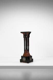 EUGENIO QUARTI Neo-Orientalist pedestal.: QUARTI EUGENIO (1867 - 1929) Neo-Orientalist pedestal. 1899. Wood, ebonized wood, parchment, mother of pearl and metal.. Cm 43,00 x 135,00 x 43,00. From the collection of Avv. Cav. Giovanni Mazzoni Br