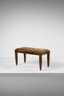 GIO PONTI & EMILIO LANCIA Bench.: PONTI GIO (1891 - 1979) & LANCIA EMILIO (1890-1973)Bench. Burr-veneered wood, brass, padded velvet.. Cm 110,00 x 60,00 x 55,00. Late 1920s / early 1930s.Lot accompanied by expertise issued by Gio Pont