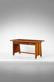 GIO PONTI Center desk with two drawers, made by Cooperativa Falegnami Reggio Emilia, Italy. (1 of 5)