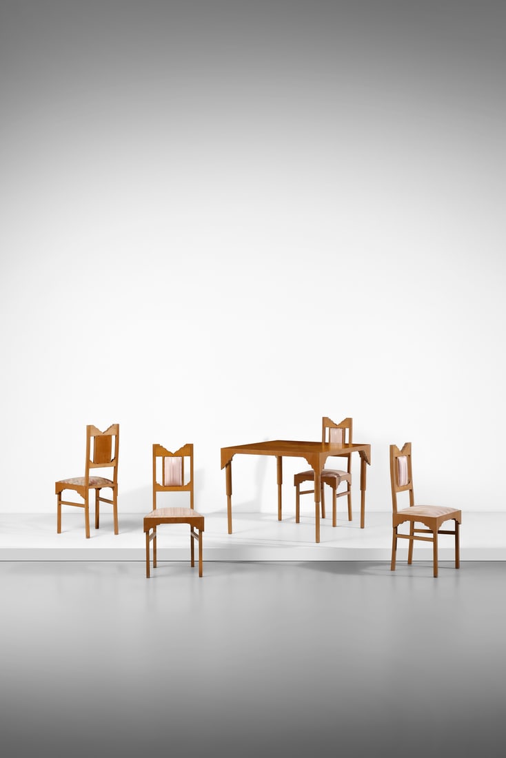 UGO LA PIETRA Table and four chairs from the Breccia series, execution by F.lli Lanza, Cerea (VR). (1 of 5)