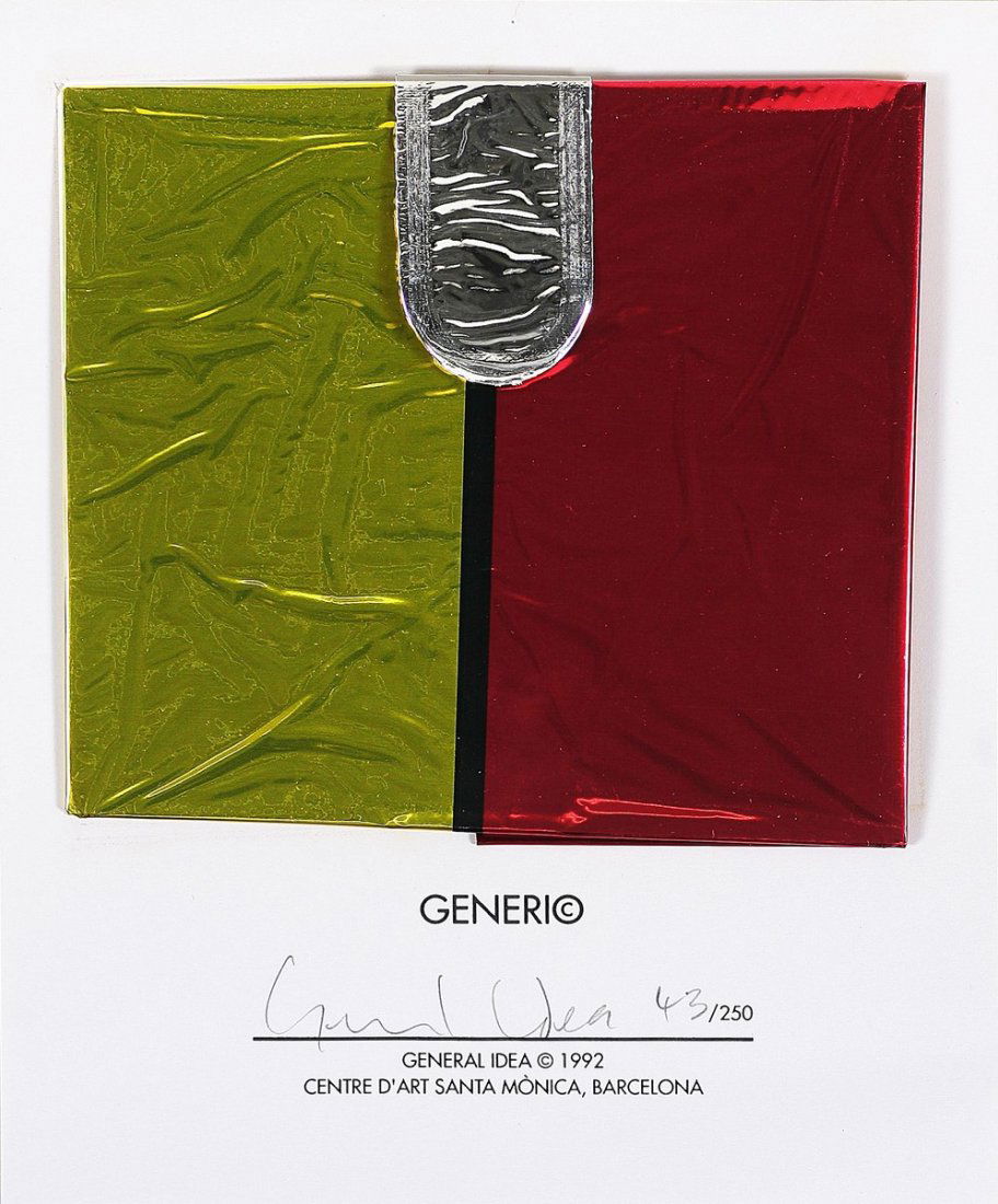 GENERAL IDEA (1969 - 1994) - Balloon.: GENERAL IDEA (1969 - 1994) Balloon. 1992. Multiplo. Cm 21,50 x 26,50. Tiratura: 43/250. Palloncino MylarI rosso nero e giallo (colori della bandiera catalana) riportante la scritta - General Idea Gene