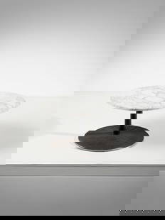 TECNO Coffee table, Varedo.: TECNO Coffee table, Varedo. Painted steel, metal and marble.. Cm 70,00 x 39,50 x 70,00. 1980s / 1990s.Production label.