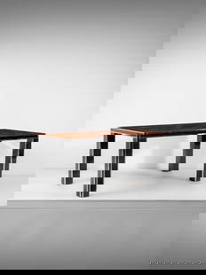 TURRI Table, Rome.: TURRI Table, Rome. Lacquered wood, chromed metal and walnut briar.. Cm 178,00 x 78,00 x 97,00. 1970s.