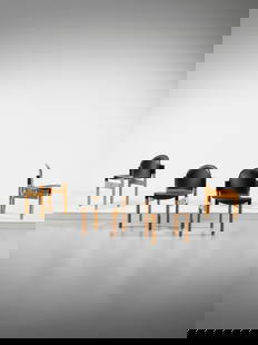 GERD LANGE Four Thonet Flex chairs, Germany.: LANGE GERD (n. 1931) Four Thonet Flex chairs, Germany. 1978. Maple wood and plastic material.. Cm 50,00 x 79,00 x 49,50. Marked and numbered.Literature: Domus n. 581, aprile 1978, p. 37