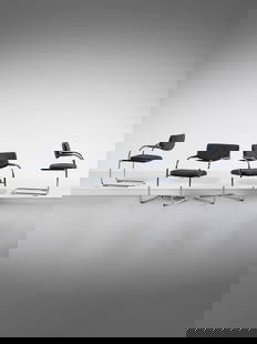 ANTONIO CITTERIO Sei poltroncine mod. Visavis per Vitra, Svizzera.: CITTERIO ANTONIO (n. 1950) Sei poltroncine mod. Visavis per Vitra, Svizzera. 1992. Acciaio cromato, tessuto imbottito e materiale plastico.. Cm 55,00 x 81,00 x 56,00. Marchio ed etichetta della produz