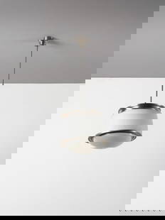 SERGIO MAZZA Kappa ceiling lamp for Artemide, Milano.: MAZZA SERGIO (n. 1931) Kappa ceiling lamp for Artemide, Milano. Satin steel and white opal glass.. Cm 40,00 x 128,00 x 40,00. Literature: G. Gramigna, Repertorio del design italiano 1950/2000 per l'ar