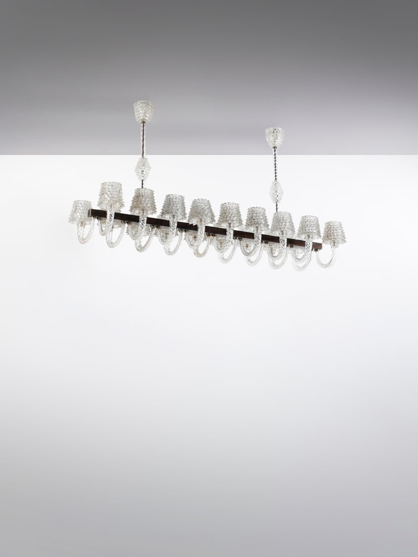 ERCOLE BAROVIER Large eighteen-light pendant lamp for Barovier & Toso, Murano. (1 of 6)