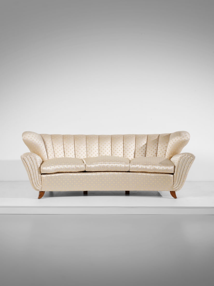 GUGLIELMO ULRICH attributed. Three-seater curved sofa. (1 of 3)