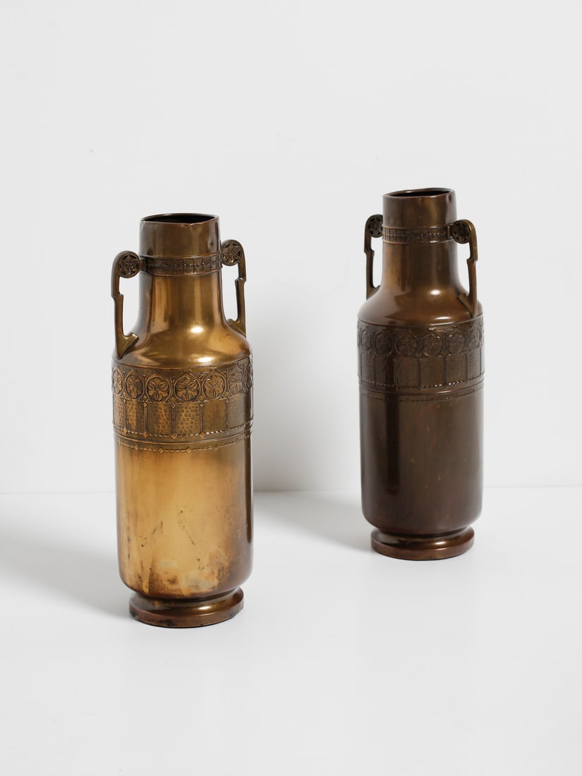 W.M.F. Pair of Art Nouveau two-handled vases, Austria.