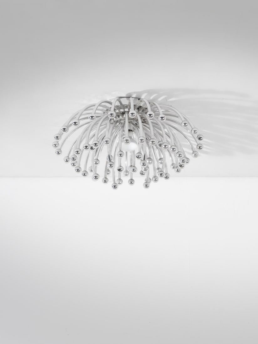 STUDIO TETRARCH Pistillo ceiling lamp for Valenti, Milan.: STUDIO TETRARCH Pistillo ceiling lamp for Valenti, Milan. 1969. Plastic.. Cm 61,00 x 30,00 x 61,00. Production mark.Literature: G. Gramigna, Repertorio del design italiano 1950-2000 per l'arredamento