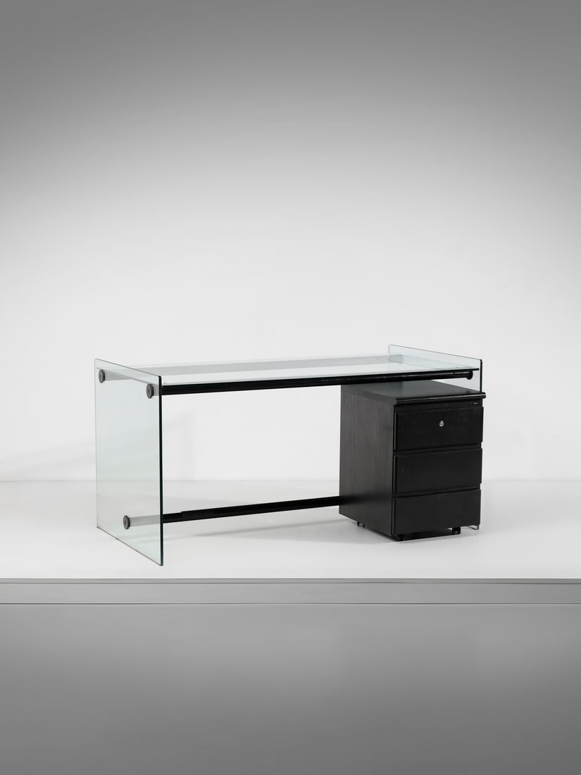 LUIGI RADICE & PIERANGELO GALLOTTI Desk with chest of drawers on wheels. (1 of 3)