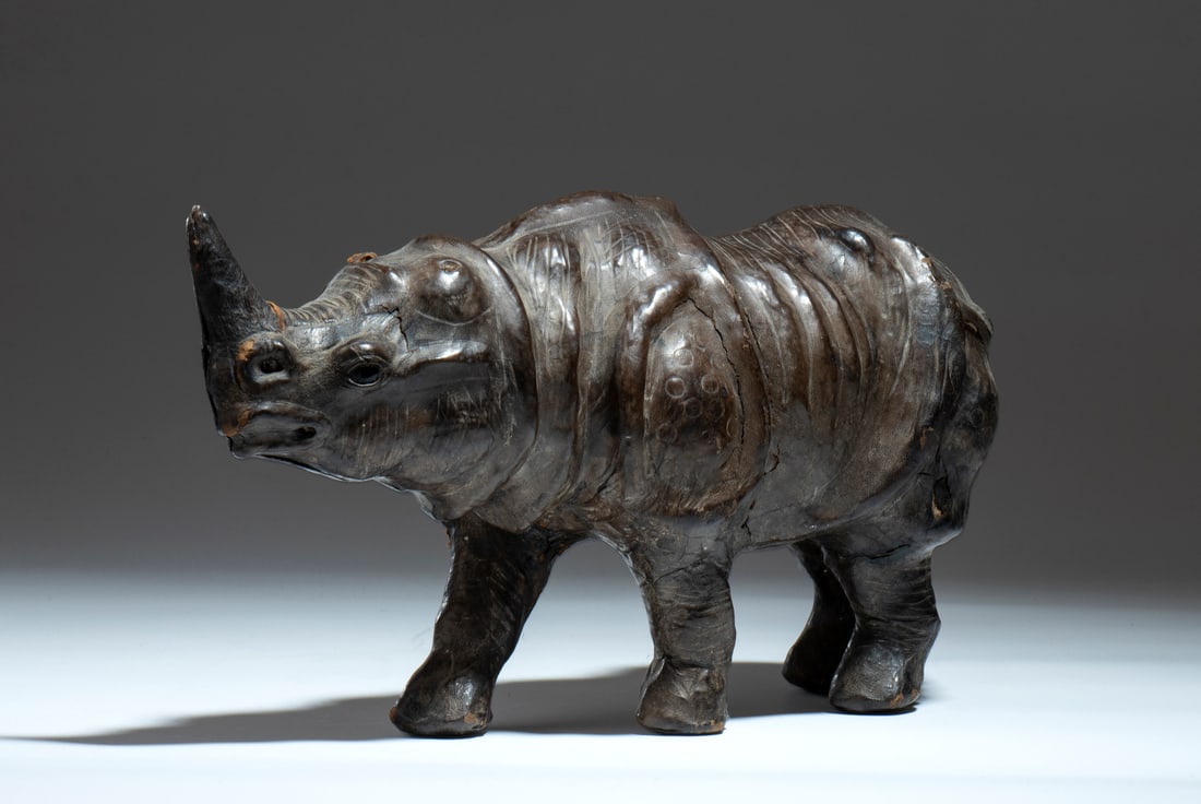 LEATHER RHINOCEROS MODEL.India, Early 20th century. (1 of 3)