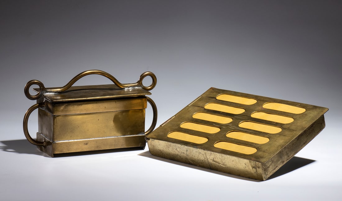 ORIGINAL BRASS MACHINE WITH PRESS FOR THE MANUFACTURE OF SAVOIARDI BISCUITS.Italy, 19th century. (1 of 3)