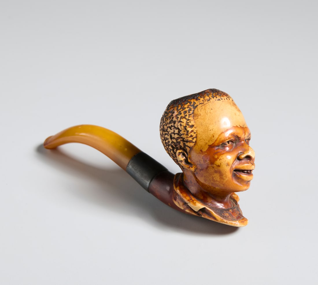 MEERSCHAUM PIPE DEPICTING THE HEAD OF AN ETHIOPIAN MAN.France, 19th century.. (1 of 5)