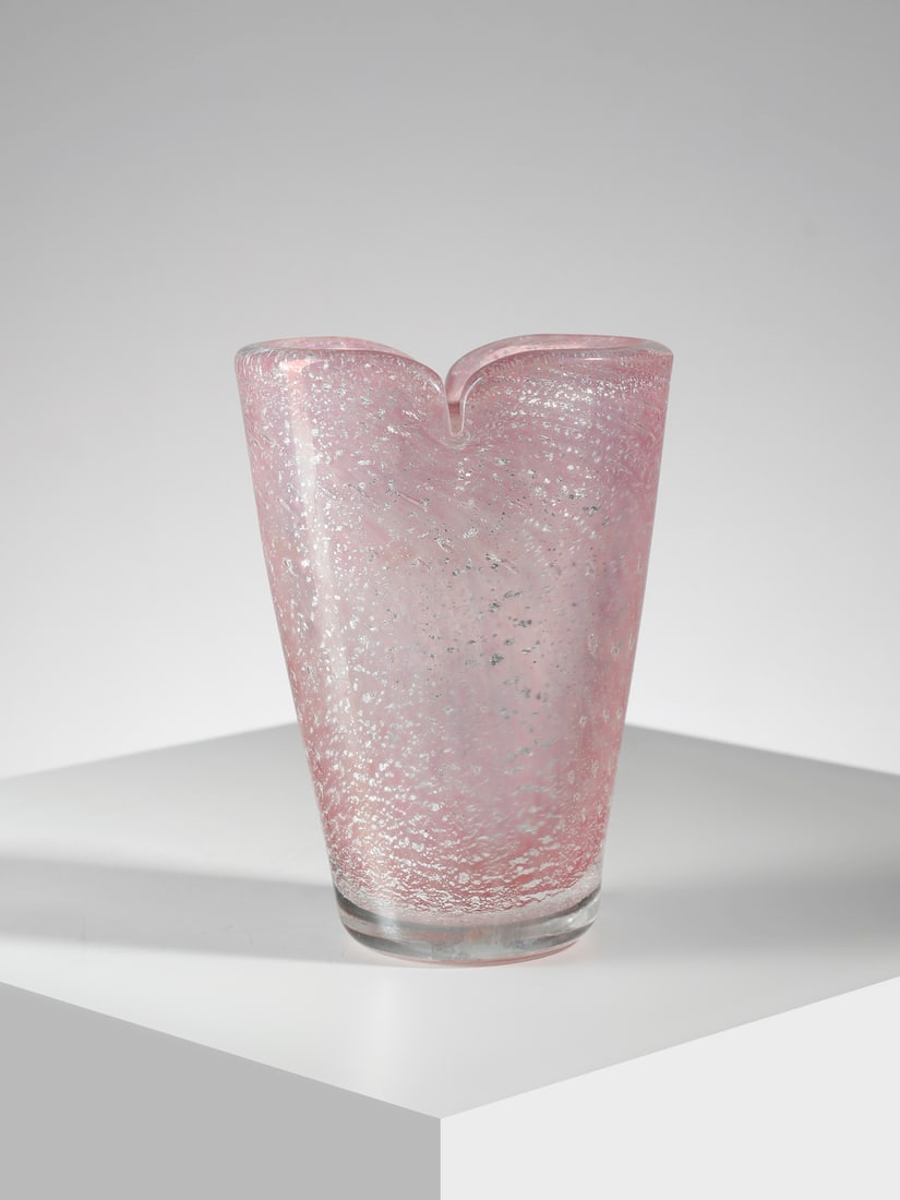 A.V.E.M. Vase with a truncated cone shape and a flattened section, Murano. (1 of 3)