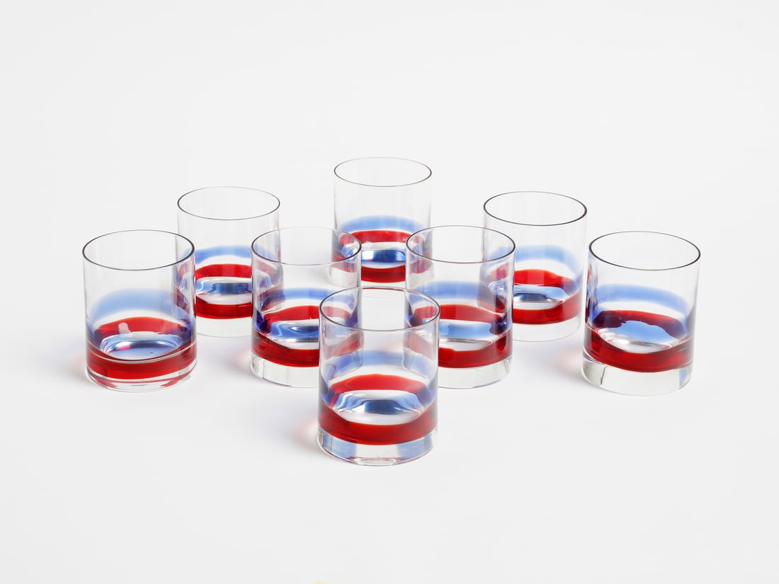 Attributed to GIO PONTI Eight glasses, probable execution by Venini, Murano. (1 of 2)
