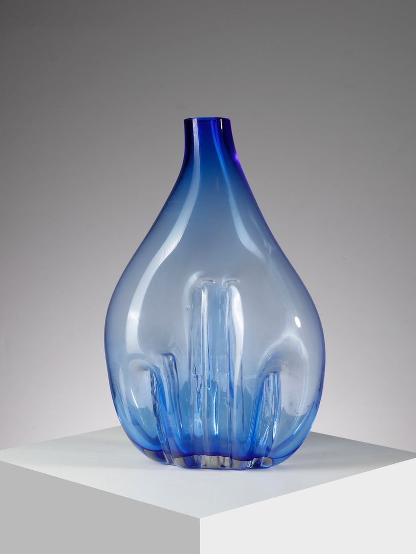 TONI ZUCCHERI Large vase with a narrow neck and flattened section with a lower part decorated with (1 of 4)