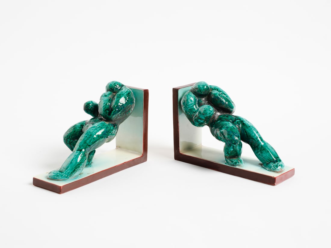 GIGI DE POLI Pair of bookends depicting boxers, La Freccia manufacture, Vicenza. (1 of 3)
