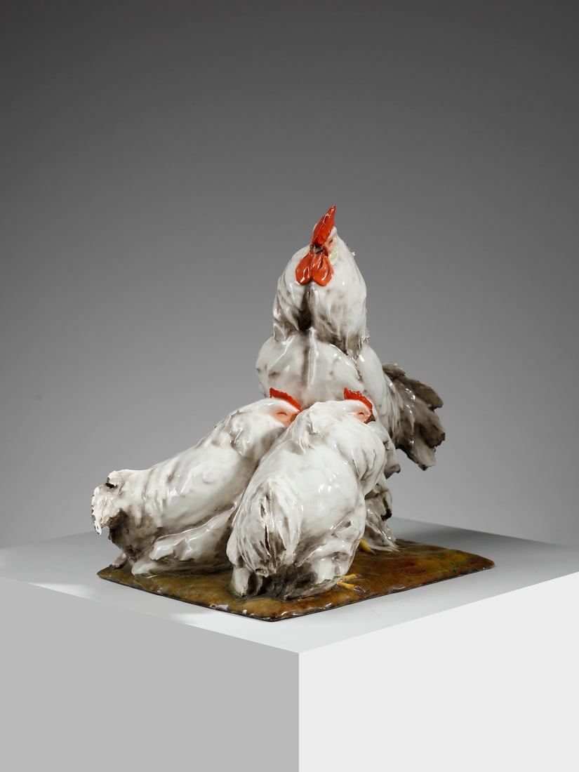 GUIDO CACCIAPUOTI Rooster and HensAll-round sculpture, Milan. (1 of 5)