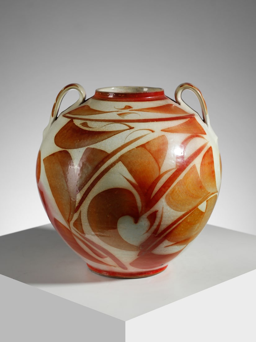 ALAN CAIGER-SMITH Two-handled vase decorated with abstract motifs, United Kingdom. (1 of 3)