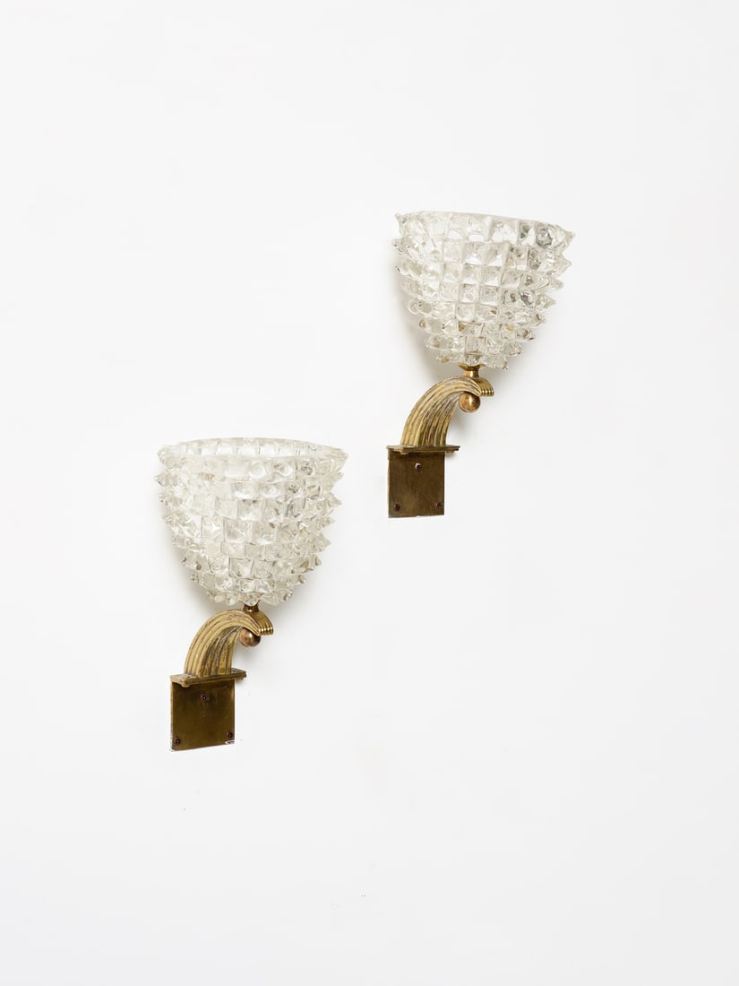 ERCOLE BAROVIER Pair of wall lamps for Barovier & Toso, Murano. (1 of 2)