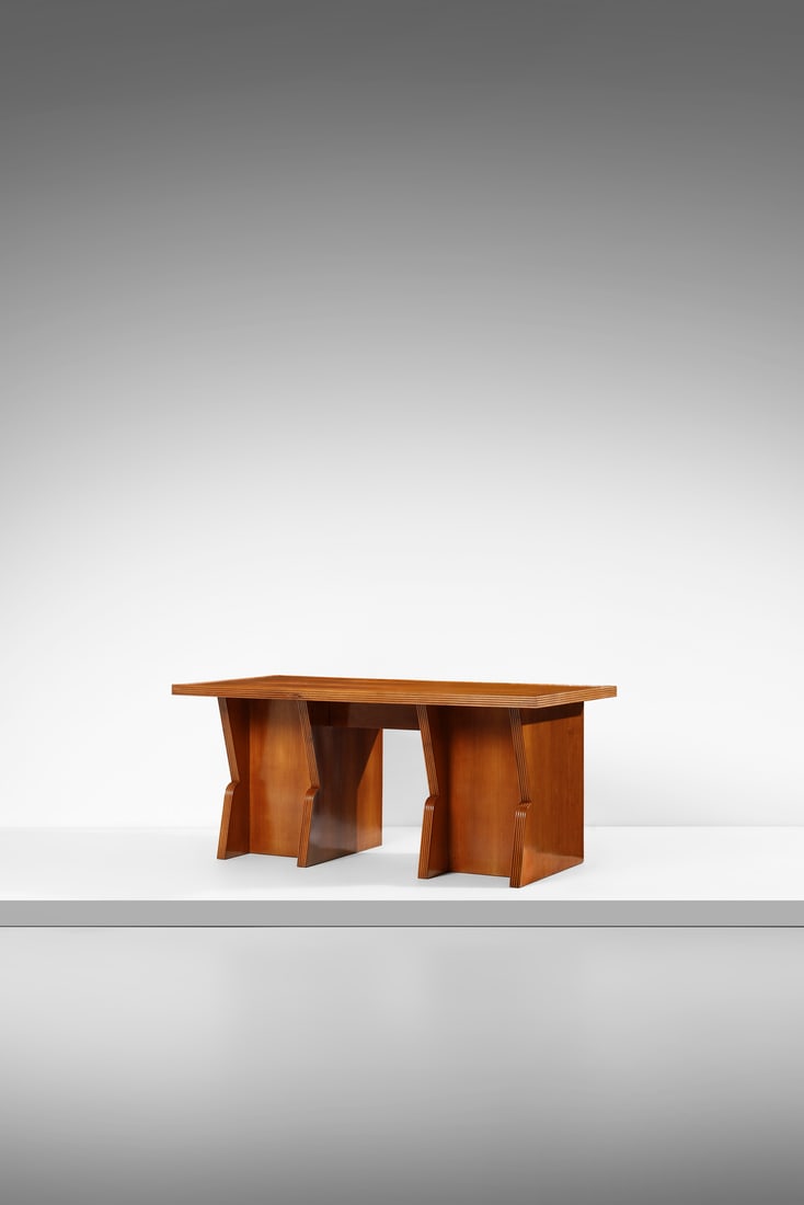 GIO PONTI Three-drawer and two-door center desk. (1 of 5)