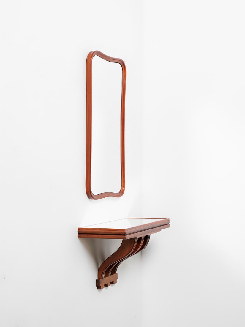 Attributed to OSVALDO BORSANI Console with wall mirror. (1 of 2)