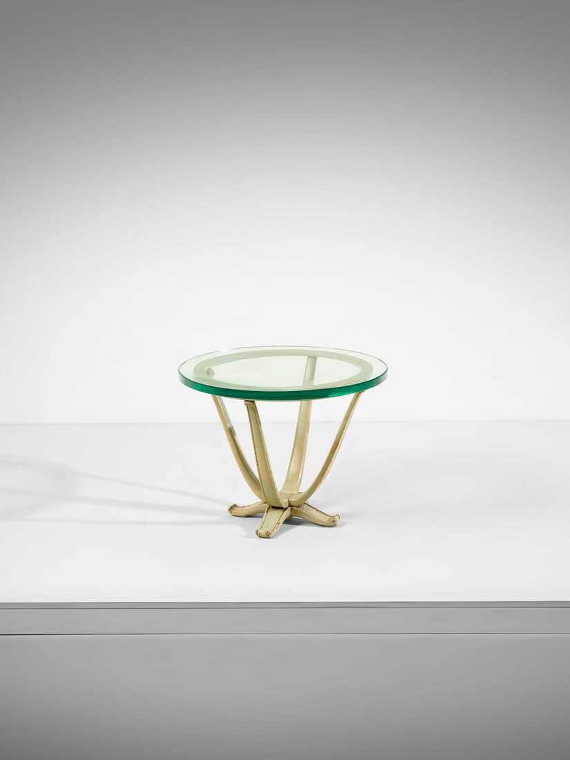 Attributed to GIUSEPPE AMEDEO GORI Coffee table, Florence.: Attributed to GORI GIUSEPPE AMEDEO Coffee table, Florence. Lacquered wood and thick glass.. Cm 70,00 x 55,00 x 70,00. 1940s / 1950s.