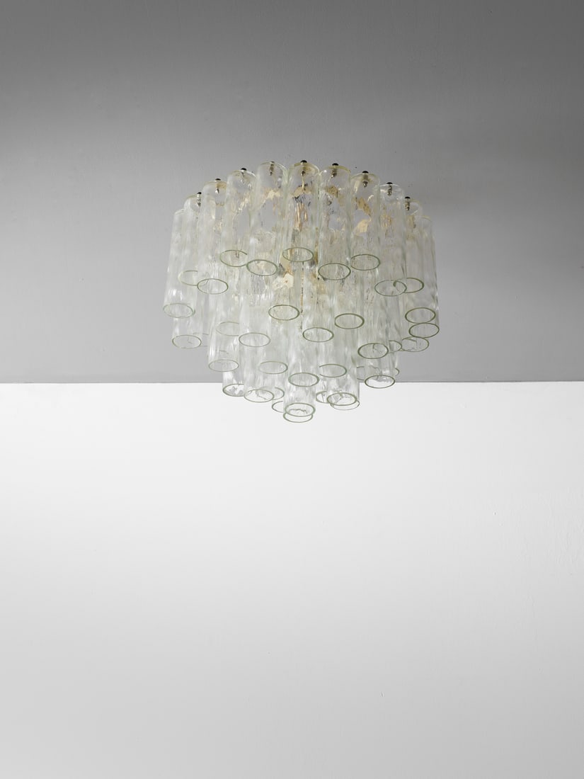 MANIFATTURA MURANESE Pendant lamp with cylindrical pendants. (1 of 2)