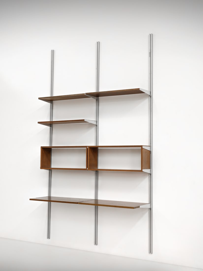 GEORGE NELSON Two-bay CSS (Comprehensive Storage System) hanging bookcase with five shelves and two (1 of 3)