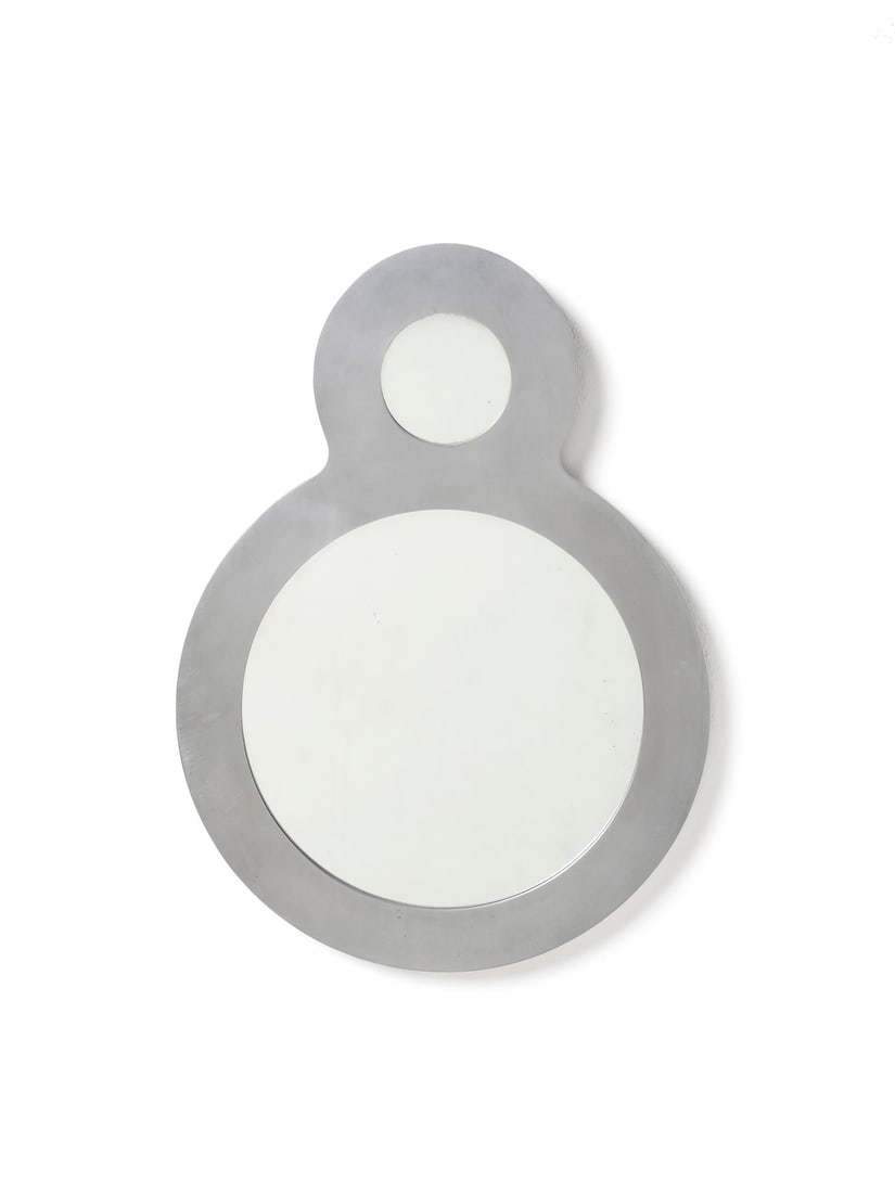 ALBERT LECLERC 427 wall mirror for Il Sestante, Milan.: LECLERC ALBERT 427 wall mirror for Il Sestante, Milan. Cast aluminum and mirror.. Cm 33,00 x 45,00. 1960s.